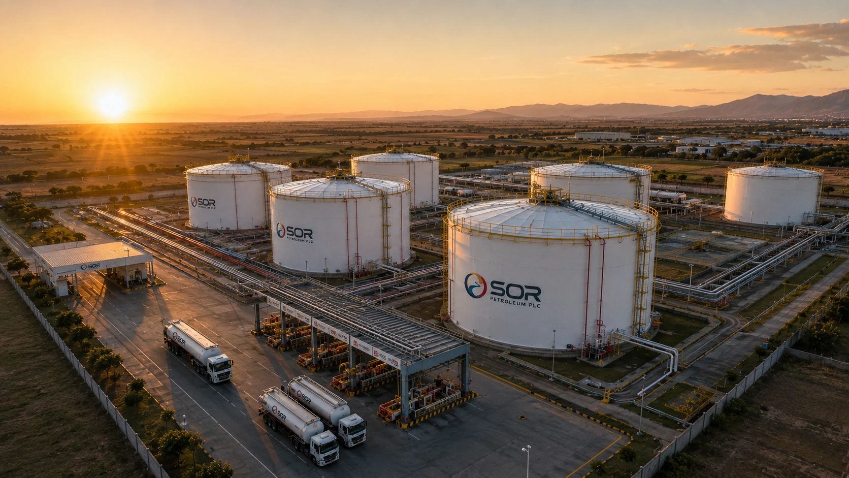 SOR Petroleum storage depot at sunset